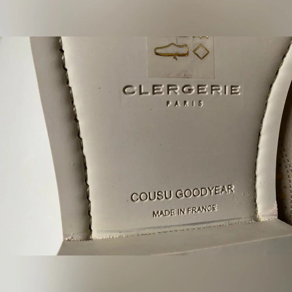 New CLERGERIE Beige Trendy Yellow Trim Oxford Derbys size 38.5